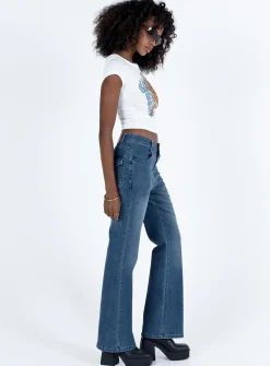 Princess Polly Carvalho Flare Jeans Mid Wash Denim Best Sale