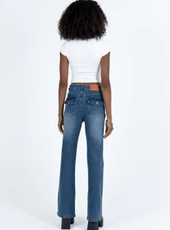 Princess Polly Carvalho Flare Jeans Mid Wash Denim Best Sale