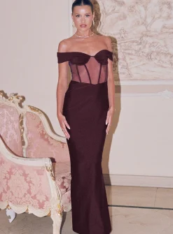 Princess Polly Cassady Off The Shoulder Maxi Dress  Purple New