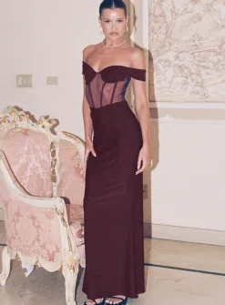 Princess Polly Cassady Off The Shoulder Maxi Dress  Purple New