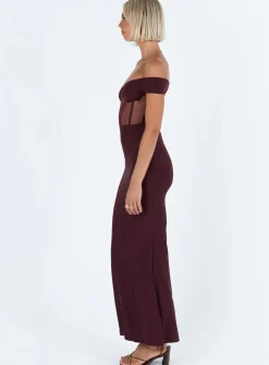 Princess Polly Cassady Off The Shoulder Maxi Dress  Purple New