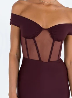 Princess Polly Cassady Off The Shoulder Maxi Dress  Purple New