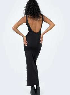 Princess Polly Castling Maxi Dress  Black New