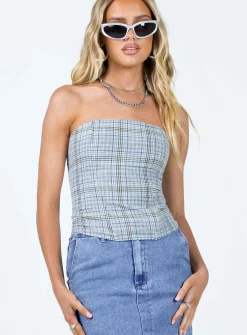 Princess Polly Catalonia Tube Top Blue Clearance