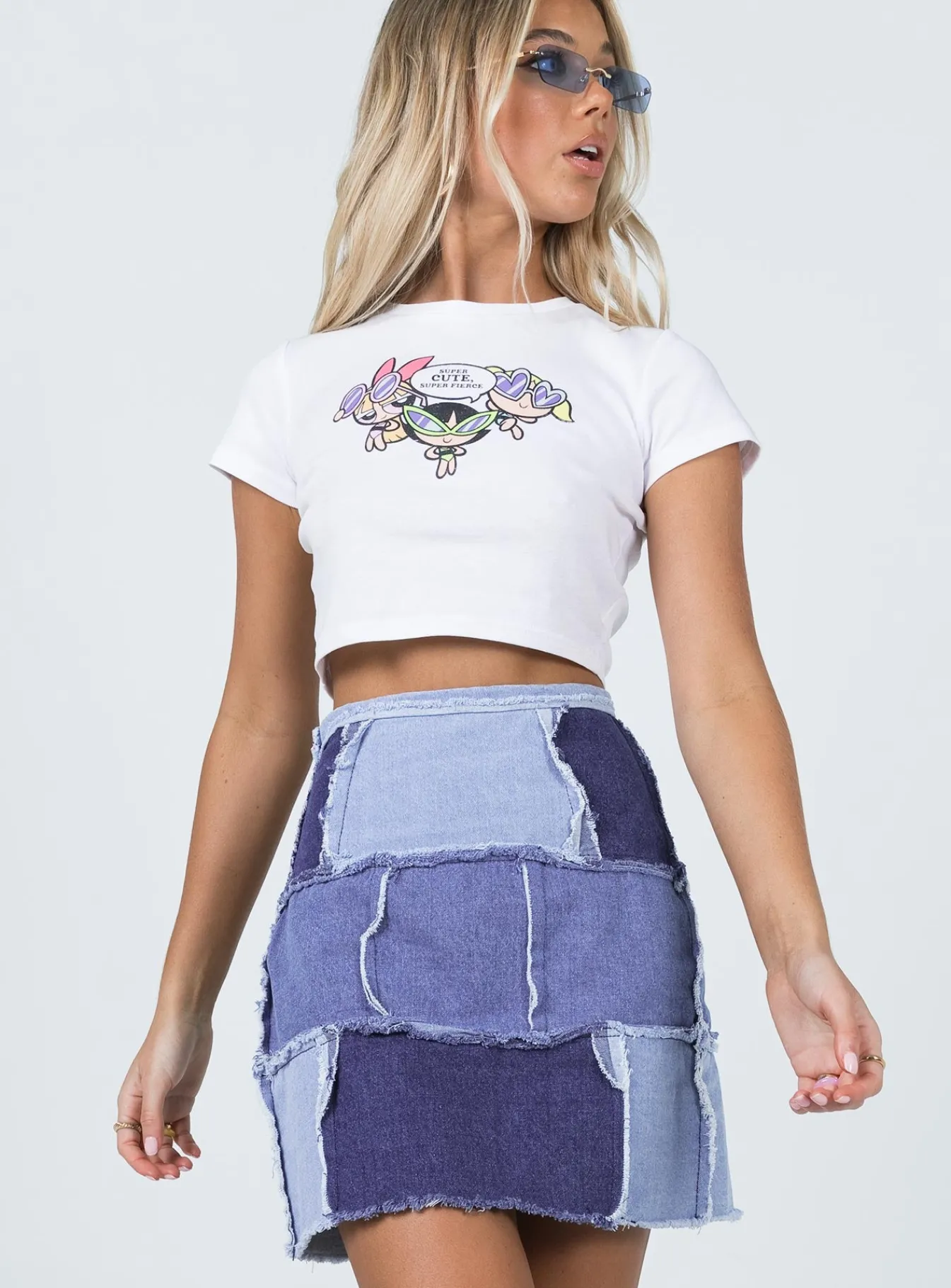 Princess Polly Catherine Patchwork Mini Skirt Denim Hot