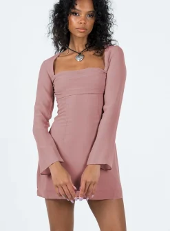 Princess Polly Cavanagh Long Sleeve Mini Dress  Dusty Pink Cheap