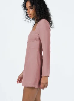 Princess Polly Cavanagh Long Sleeve Mini Dress Dusty Pink Cheap