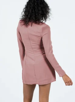 Princess Polly Cavanagh Long Sleeve Mini Dress Dusty Pink Cheap