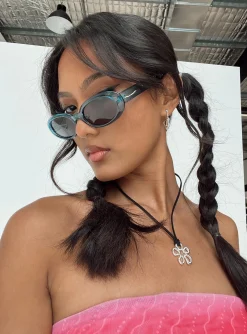 Princess Polly Caxton Sunglasses  Blue Outlet
