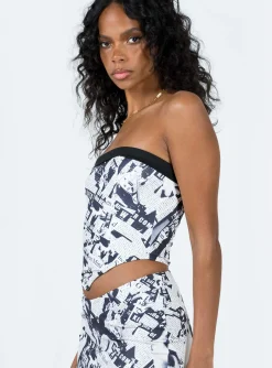 Princess Polly Cazale Strapless Top  Black / White Discount