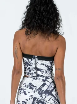 Princess Polly Cazale Strapless Top  Black / White Discount