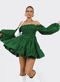 Princess Polly Ceara Long Sleeve Mini Dress  Green Shop