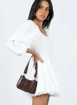 Princess Polly Ceara Long Sleeve Mini Dress  White New