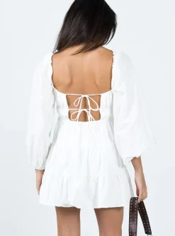 Princess Polly Ceara Long Sleeve Mini Dress  White New