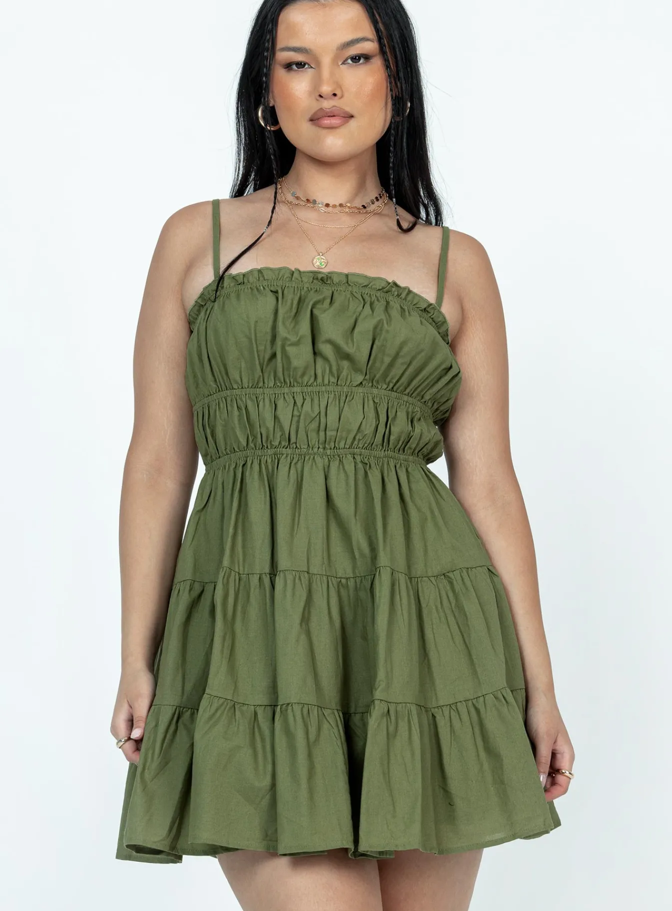 Princess Polly Ceara Mini Dress Khaki Discount