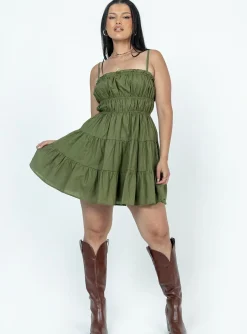 Princess Polly Ceara Mini Dress Khaki Discount