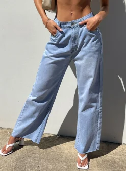 Princess Polly Cece Hammer Wide Leg Jeansdenim Vintage Blue Store