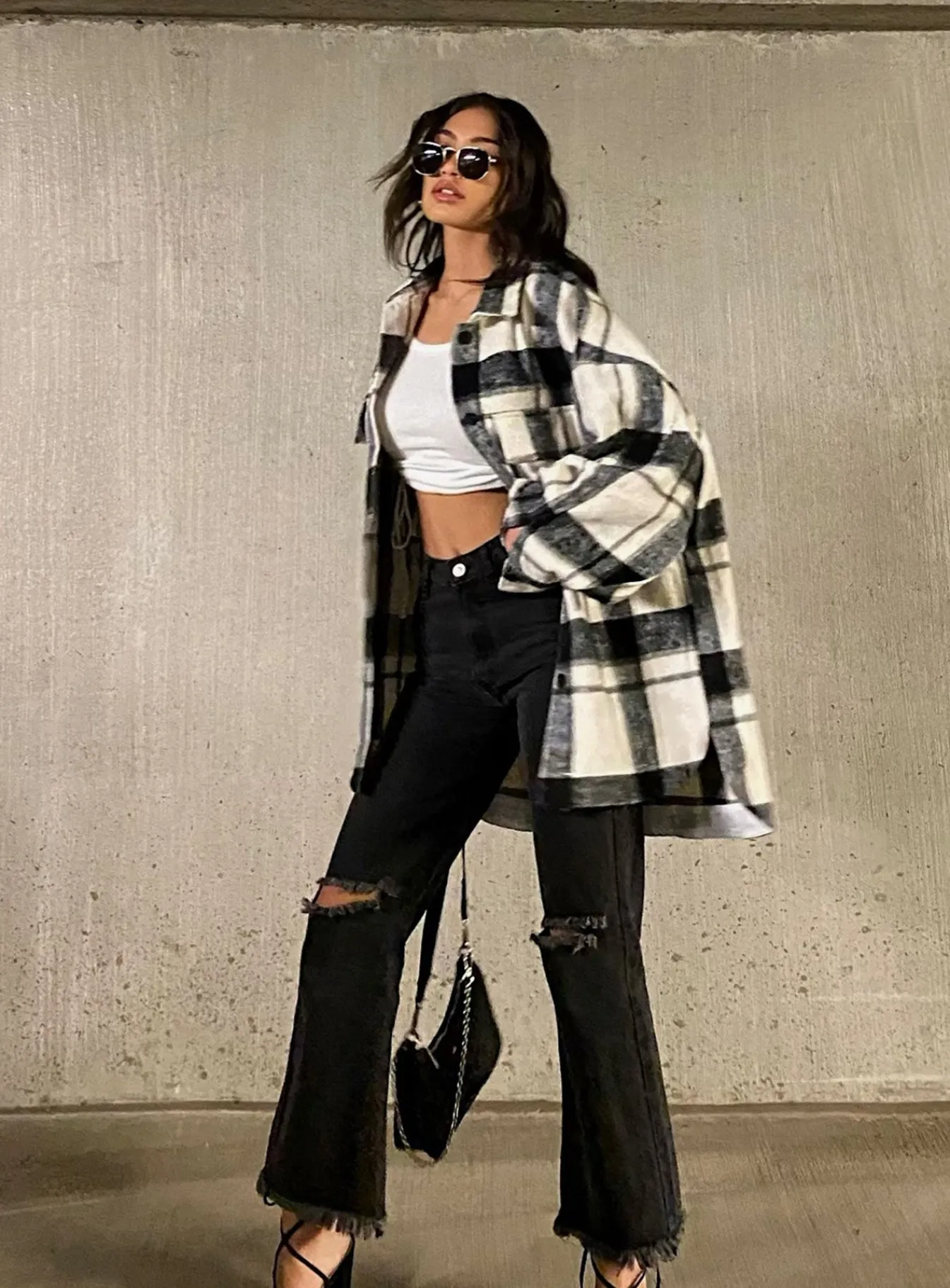 Princess Polly Cece Hammer Wide Leg Knee Rip Jeansdenim Black Cheap
