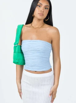Princess Polly Cecile Strapless Top  Blue Cheap