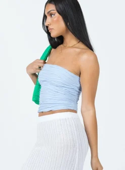 Princess Polly Cecile Strapless Top  Blue Cheap