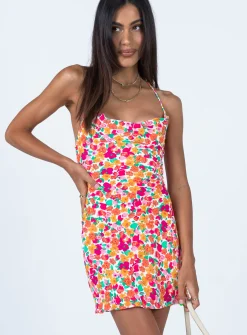 Princess Polly Celena Mini Dress Rainbow Floral   Multi Hot