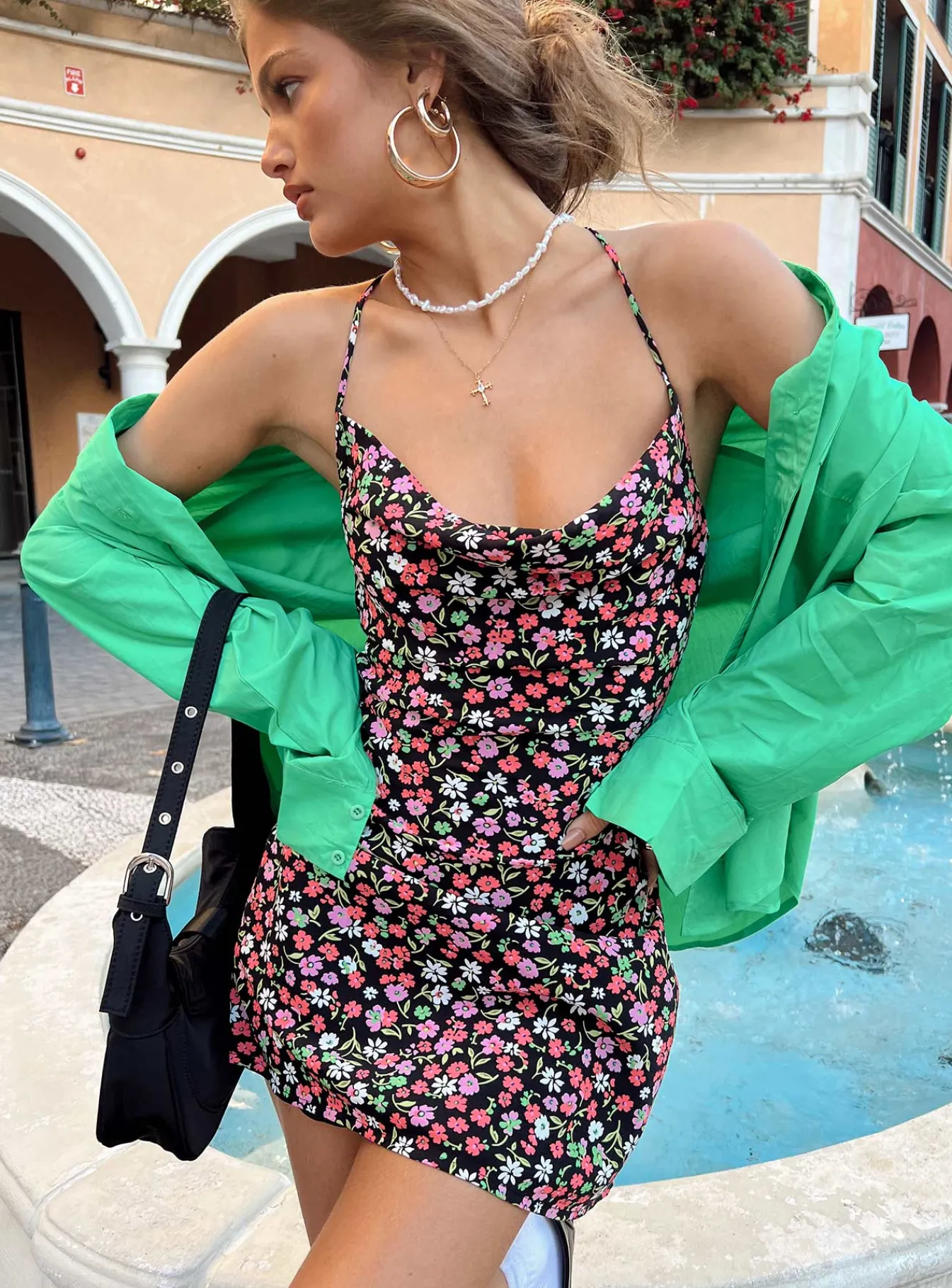 Princess Polly Celena Mini Dressfloral Black Hot