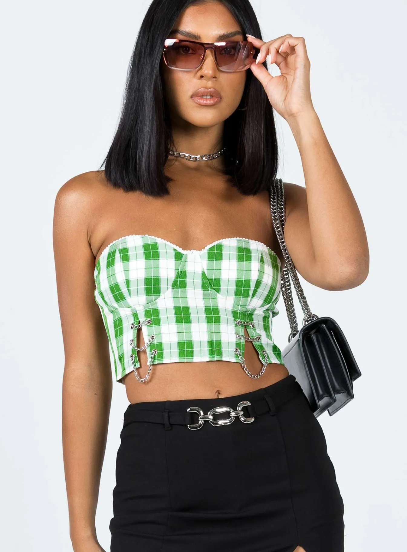 Princess Polly Celestia Strapless Top Green Discount