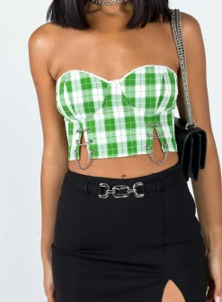 Princess Polly Celestia Strapless Top Green Discount