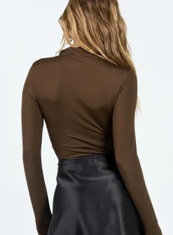 Princess Polly Cetrone Long Sleeve Bodysuit Brown Cheap