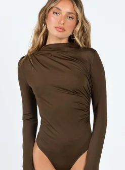 Princess Polly Cetrone Long Sleeve Bodysuit Brown Cheap