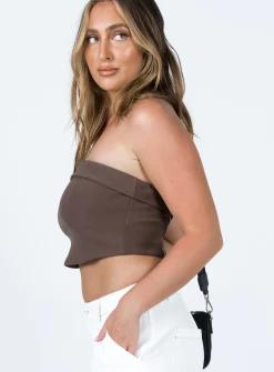 Princess Polly Chadwick Top  Brown Flash Sale