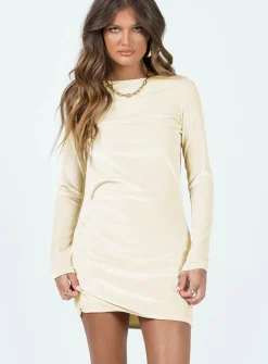 Princess Polly Chalene Velour Mini Dress Cream Discount