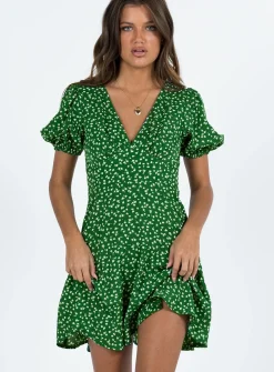 Princess Polly Chalmer Mini Dress  Green Floral Cheap