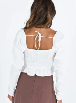 Princess Polly Chambers Top  White Cheap