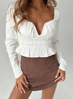 Princess Polly Chambers Top  White Cheap