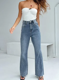Princess Polly Chandra Flare Jeans Mid Wash  Denim Shop