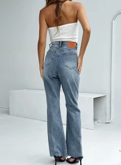 Princess Polly Chandra Flare Jeans Mid Wash Denim Shop