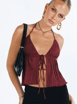 Princess Polly Chantria Top  Burgundy Best Sale
