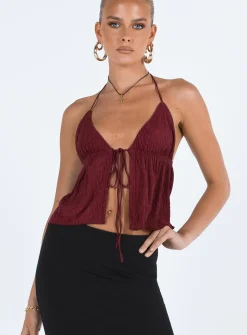 Princess Polly Chantria Top  Burgundy Best Sale