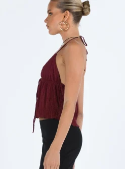 Princess Polly Chantria Top  Burgundy Best Sale