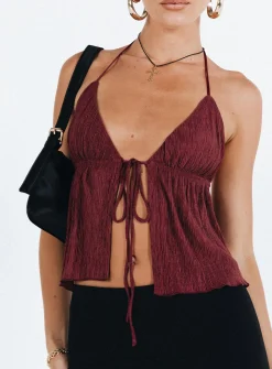 Princess Polly Chantria Top  Burgundy Best Sale