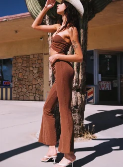 Princess Polly Charlie Ruched Jumpsuit  Brown New