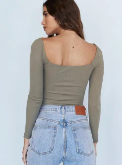 Princess Polly Charlotte Bodysuit Khaki Flash Sale