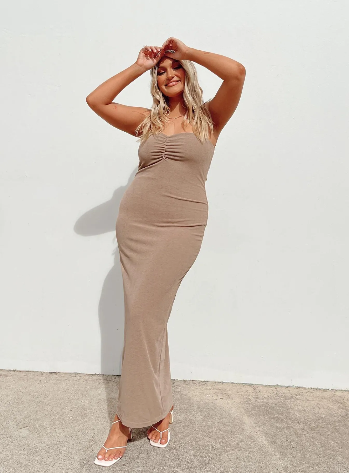 Princess Polly Charm Strapless Maxi Dress Brown Cheap