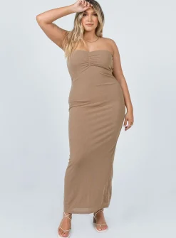 Princess Polly Charm Strapless Maxi Dress Brown Cheap