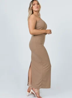 Princess Polly Charm Strapless Maxi Dress Brown Cheap