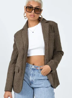 Princess Polly Charter Blazer  Brown Outlet