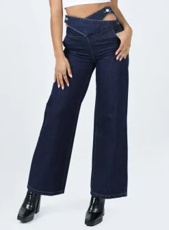 Princess Polly Chaser V Waist Jeans Indigo Clearance