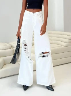 Princess Polly Chavez Wide Leg Jeansdenim   White Online