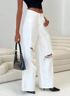 Princess Polly Chavez Wide Leg Jeansdenim   White Online